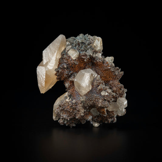 Scalenohedral Calcite with Iridescent Pyrite